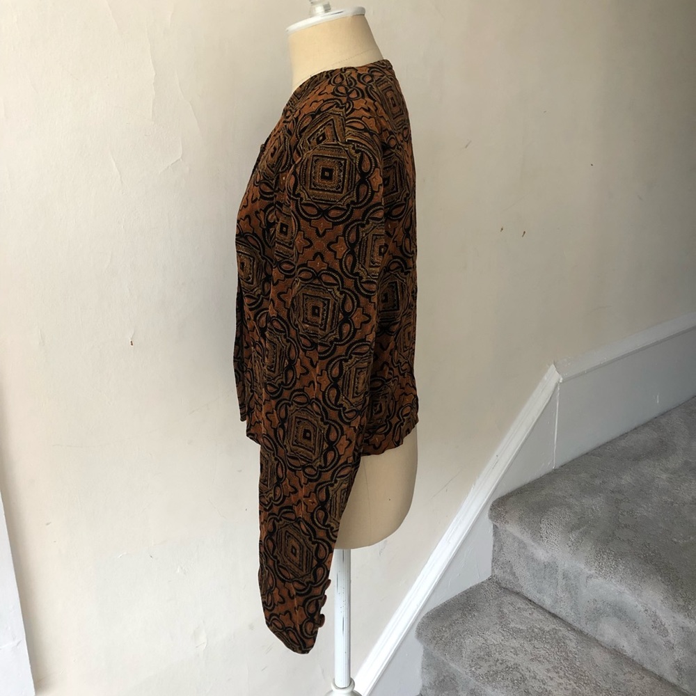 Vintage In•Wear Tile Print Metallic Velvet Jacket - Picture 2 of 8